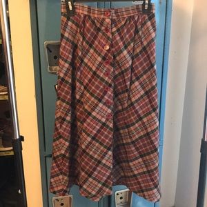 Vintage Long Plaid Button Up Skirt
